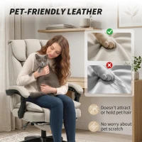 HOMCOM Pet-Friendly Faux Leather Computer Desk Chair, Executive Office Chair with Footrest and Double-Layer Padding, Khaki(m-5)