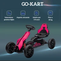 HOMCOM Go Kart a Pedali per Bambini 3-8 Anni con Sedile Regolabile e Ruote in EVA, 100x58x58.5 cm, Rosa e Nero(m-6)