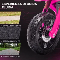 AIYAPLAY Moto Elettrica per Bambini 3-8 Anni con 12V Doppi Motori, Rotelle e Clacson, 3 km/h, Capacità 30kg, Rosa(m-7)