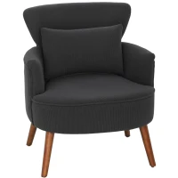 HOMCOM Corduroy Retro Accent Chair - Black(m-1)