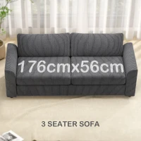 HOMCOM 3 Seater Sofa, 212cm Corduroy Couch with Spring Cushion, Wide and Deep Seat, Plush Backrest, 2 Pillows, Sofa Settee for Living Room, Home Office, Grey(m-5)