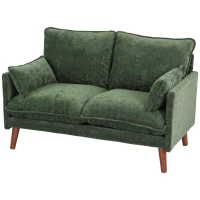 HOMCOM 2 Seater Sofa, Loveseat Sofa with Spring Cushions, Wide and Deep Seat, Wood Legs, Green(m-15)