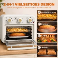 HOMCOM Heißluftfritteuse 12 Liter Mini Backofen mit Umluft, 5 Programmen, Backblech und Frittierkorb, 1200 W, Spülmaschinenfest(m-5)