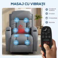 HOMCOM Fotoliu Reclinabil Masaj Încălzită E Telecomandă, Gri Chiaro(m-4)