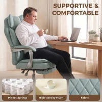 HOMCOM Executive Office Chair, Leathaire Big and Tall Office Chair 180 kg with Wide Seat, Reclining, Lumbar Support, Blue(m-5)