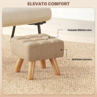 HOMCOM Pouf poggiapiedi in tessuto effetto lino, 27x27x26 cm, marrone(m-5)