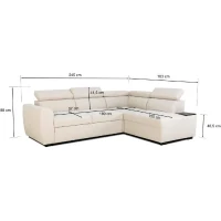 Canapé d'angle convertible réversible - 4/5 places - KELIO - Tissu Beige - 3 tétieres - 245 x 184 x 77/87 cm(m-6)