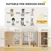 PawHut 4 Panel Freestanding Pet Gate, Indoor Dog Barrier with Lockable Door, Support Feet, 360° Flexible Hinges, Oak(m-3)