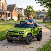 AIYAPLAY Land Rover Licensed 12V Kids Ride on Car with Remote, Suspension, Slow Start, 3 Speeds, Lights, Music, Horn, Green(m-2)