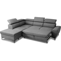 Canapé d'angle convertible réversible avec coffre - 5 places - KASIMIR - Tissu anthracite - 258 x 79/98 x 219 cm(m-3)