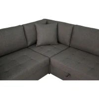Canapé d'angle panoramique convertible réversible - Tissu Gris - L 313 x P 213 x H 90 cm - HAMILTON - Fabriqué en Ukraine(m-6)