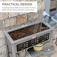 Outsunny Wooden Raised Garden Bed, Elevated Planter Box with Storage Shelf and Drainage Holes, Raised Planter with Legs, Grey(m-7)