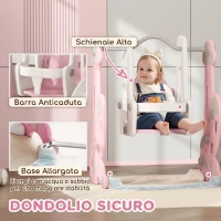 AIYAPLAY Scivolo per Bambini 4 in 1 con Altalena, Scaletta da Arrampicata e Cestino da Basket, 18-48 Mesi, Rosa(m-6)