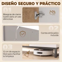 HOMCOM Aparador de Salón de 2 Puertas con 2 Cajones Compartimento Abierto y Estante Ajustable 140x40x85 cm Blanco y Roble(m-9)