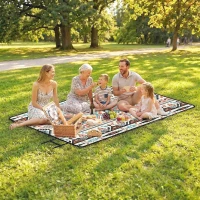 Outsunny Picnic Blanket, 300x200CM Large Beach Blanket Outdoor Picnic Mat with Integrated Strap for Camping, Mix-Colour(m-2)