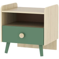 AIYAPLAY Comodino con Cassetto per Bambini 3-10 Anni in Legno e Legno di Pino, 40x32.5x40 cm, Verde(m-11)