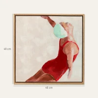 HOMCOM Cuadros en Lienzo Figuras Dinámicas a Mano 40x40 cm 2 Piezas Cuadros de Arte de Pared Enmarcados Rojo(m-3)