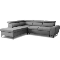 Canapé d'angle convertible réversible avec coffre - 5 places - KASIMIR - Tissu anthracite - 258 x 79/98 x 219 cm(m-1)