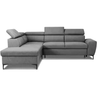 Canapé d'angle convertible réversible avec coffre - 5 places - KASIMIR - Tissu anthracite - 258 x 79/98 x 219 cm(m-5)