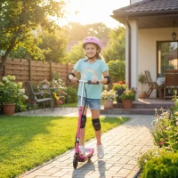 HOMCOM Foldable Electric Kids Scooter, Ride-on for Ages 7-14 Years, Pink(m-10)