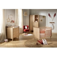 Chambre bébé trio - Lit 120 x 60 cm + Commode 3 tiroir + Armoire Chene suave - Arty - SAUTHON