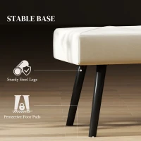 HOMCOM Upholstered Hallway Bench, End of Bed Bench with X-Shape Design and Steel Legs, Cream(m-5)