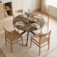 HOMCOM Mesa de Jantar Extensível para 4–6 Pessoas Mesa de Cozinha em Estilo Industrial com Pés em X Castanho Rústico(m-5)