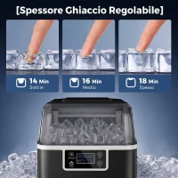 HOMCOM Macchina del Ghiaccio Autopulente da 24 Cubetti ogni 14-18 Minuti con Display LCD, 25.2x36x37.1 cm, Nero(m-6)