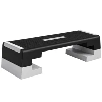 SPORTNOW Stepper ad Altezza Regolabile con Gradini Rimovibili e Fondo Antiscivolo, in ABS, 97x36x15/20/25 cm, Grigio(m-1)