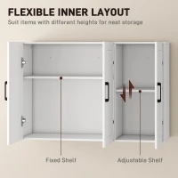 HOMCOM Bathroom Wall Cabinet, Wall Mounted Bathroom Cabinet, Over the Toilet Space Saver with Adjustable Shelves, White(m-5)