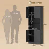HOMCOM 170 cm Kitchen Pantry Cabinet, Freestanding Storage Cabinet with Soft-Close Hinges, Black Wood Effect(m-3)