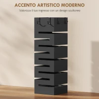HOMCOM Portaombrelli in Metallo da Interno con 4 Ganci, Vaschetta Scolapioggia Rimovibile, per 8 Ombrelli, Nero(m-7)