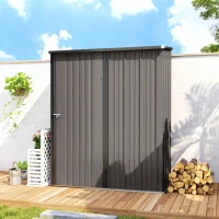 Outsunny Casetta da Giardino in Acciaio Porta Attrezzi con Catenaccio, 161.5x94.5x196cm, Grigio Chiaro(m-8)