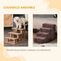 PawHut Escalier pour chien à 4 marches escalier pour chat échelle antidérapante pour animaux 60 x 35 x 44 cm marron(m-5)