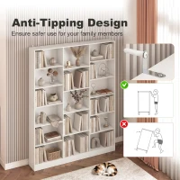 HOMCOM Bookcase with Open Storage, 6-Tier Bookshelf with Anti-Tipping Hardware, White(m-7)