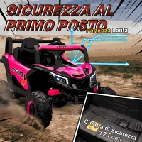 AIYAPLAY Macchina Elettrica per Bambini UTV 12V con Cintura, Telecomando, Sospensioni, USB, 3-7 km/h, 3-5 Anni, Rosa(m-5)