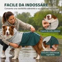 PawHut Impermeabile per Cani con Cappuccio, Foro per Guinzaglio e Strisce Riflettenti, per Cani di Taglia Media, Verde(m-5)