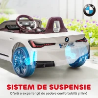 HOMCOM Mașină Electrică pentru Copii 3-6 Ani cu Licență BMW, cu Telecomandă, Claxon și Faruri, 115x67x45 cm, Albă(m-8)