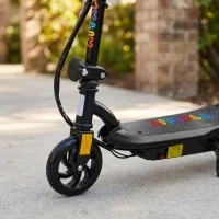HOMCOM Foldable Electric Scooter, with LED Lights, for Ages 7-14 Years, Black(m-9)