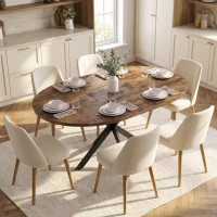 HOMCOM Mesa de Comedor Extensible para 4 a 6 Personas de Estilo Industrial con Pata de Araña Efecto Madera Marrón(m-10)