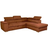 Canapé d'angle convertible réversible - 5 places - DAYTONA - Tissu Velours Terracotta - Coffre de rangement - L260 x H94 x P216 cm(m-1)