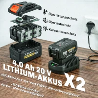 Outsunny Akku-Laubbläser 20V Kabellos Laubbläser mit 2x4.0Ah Akku & Ladegerät Turbo-Boost 162,7 km/h Blasgeschwindigkeit(m-5)