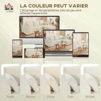 HOMCOM Canapé d'angle modulable 2 en 1, 267cm, canapé-lit 3 places en velours côtelé, larges assise et accoudoirs, crème(m-8)