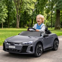HOMCOM Kinder-Elektroauto mit Fernbedienung, Sicherheitsgurt, Hupe, Musik, Scheinwerfer, bis 5 km/h, 3-5 Jahre, Grau(m-10)