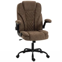 HOMCOM Office Chair, Ergonomic Desk Chair with Flip-up Armrest, Pocket Springs, Swivel Wheels, Adjustable Height, Brown(m-1)
