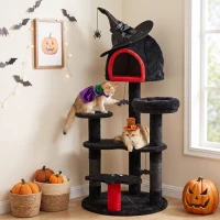 PawHut Gothic Cat Tree, 155cm Cat Tower for Indoor Kittens, Multi-Level Stable Kitten Activity Centre, Black, Halloween(m-8)