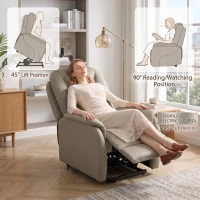 HOMCOM Fauteuil Releveur Électrique Massage Vibration et Chaleur, Fauteuil Relax Électrique en PU, Dossier Inclinable, Gris(m-5)