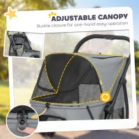 PawHut Dog Stroller, 3 Wheels Pet Stroller with Dual Entry, Easy One-Click Quick Fold, Mesh Windows, Washable Cushion(m-6)