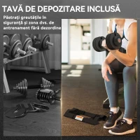 SPORTNOW Kit Greutăți Ajustabile cu Suport pentru Ganteră și Mânere Antialunecare, din Oțel și ABS, 33x16x16 cm, Negru(m-5)