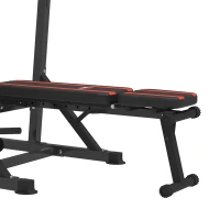 HOMCOM Estación de Musculación Plegable Altura Ajustable con Barra de Dominadas Banco Reclinable para Gimnasio Negro y Rojo(m-12)
